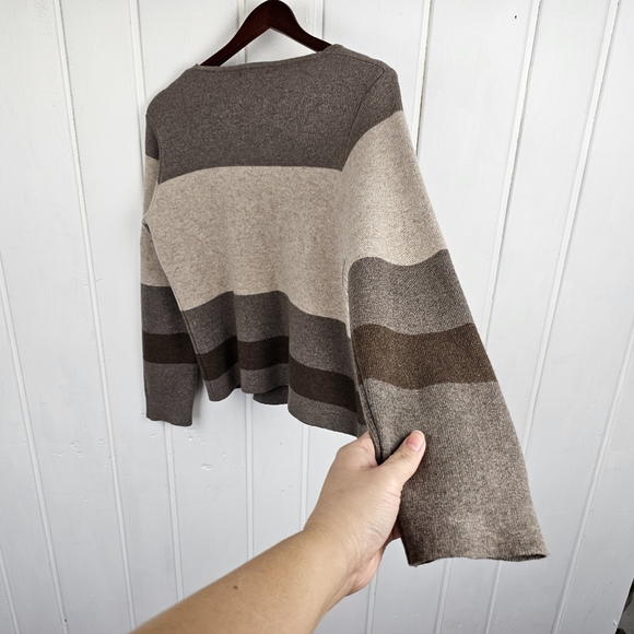 Benedetta B Color Block Black Tan Merino Wool Cashmere Cardigan Sweater Medium - Picture 12 of 12